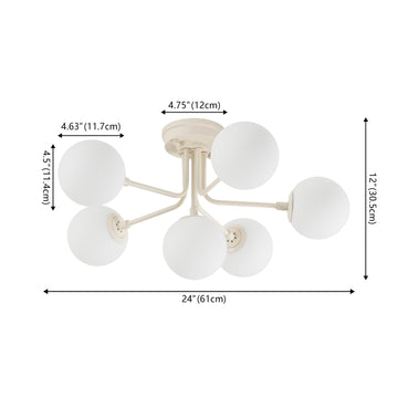 Olivier Parisian 24" Globe Modern Industrial Iron Bistro LED Semi Flush Mount